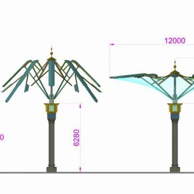 Membrane Structure Landscape Umbrella Manufacturer Customization Outdoor Umbrella With Projection Light Large Umbrella Scenic Area photo-5