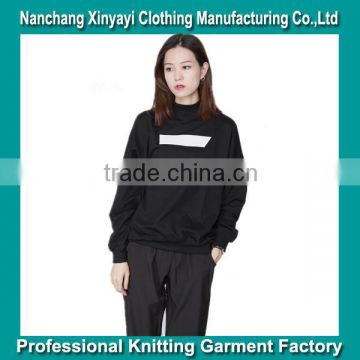 2015 women special design high collar long sleeve hoody for mature lady with cheap price from China Clothing Factory