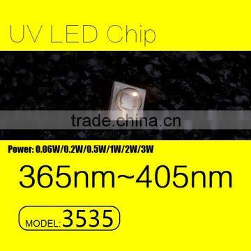 UVLED 3w smd 3535 uv led 405nm with CE rohs FACTORY price