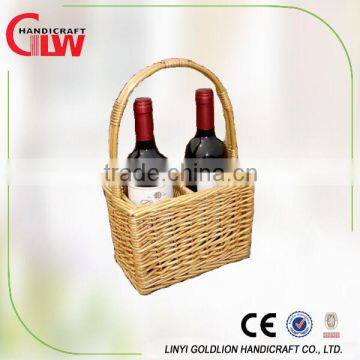 willow wicker wine baskets, baskets for wine bottles, willow wine baskets with handles