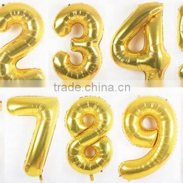 EN71 approved gold mylar number balloons for party decoration