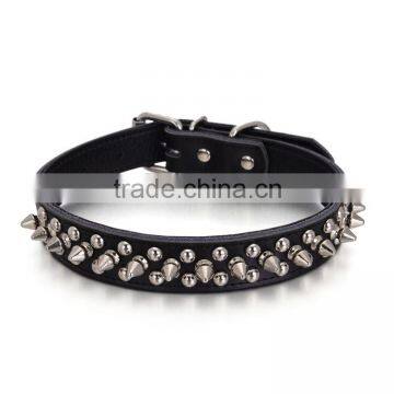 Alloy Fittings Litchi Grain Dog Collars Bullet Nail Pet Collar photo-3