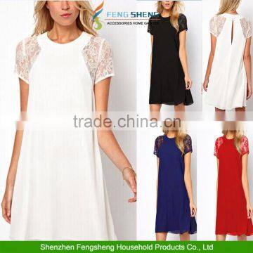 Woman Ladies Shift Dress Short Sleeve Summer Chiffon Shift Dress Skirt Beach