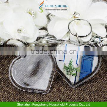 Blank Acrylic Photo Key Rings Passport Size Keyrings Heart Shape 50 x 35mm