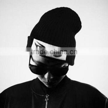 2016 Newest Cool Punk Rock Eye Pattern Rolled Brim Man Women Beanie Hats