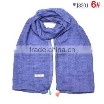 Wholesale Fashion Classic Tassel Style Kids Boys Girls Cotton Solid Plain Scarf photo-2