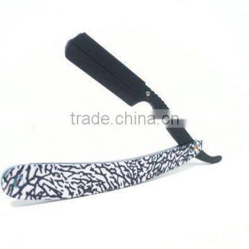 Matted Straight Razor with White Line Design Swing Lock Cutthroat Razor