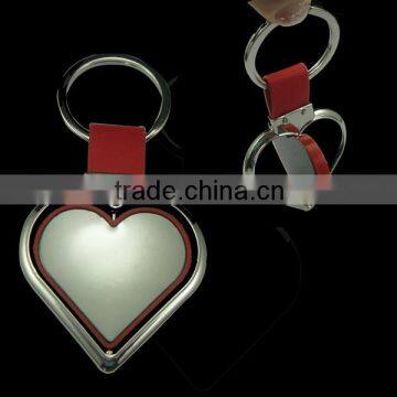 Custom metal heart shape keychain , rotatable rubber keychain ,silver plated