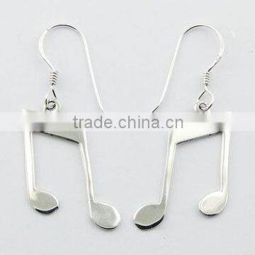 Sterling Silver Music Notes Swinging Dangle Earrings