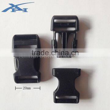Wholesale ajustable plastic buckle 20mm black belt buckle for bag easy released tents buckle
