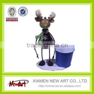 Metal X-mas deer with pot christmas ornament