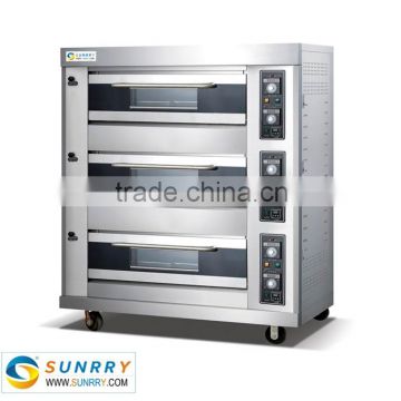 Front Stainless Steel industrial bread steam oven 3 Decks 6 Trays commercial pita bread oven For CE (SY-DV36GH SUNRRY)