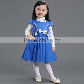 Wholesale fashion new design embroidery royal blue party children frocks designs