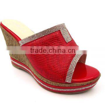 Wholesale Best Price Red pu Sole Wedge High Heel Slipper