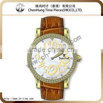 High end plastic band new times quartz ladies leather watch