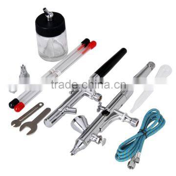 Professional Dual Action Gravity Suction Feed Airbrush Kit With Two Airbrushes Hose for Body Paint AS-34 photo-3