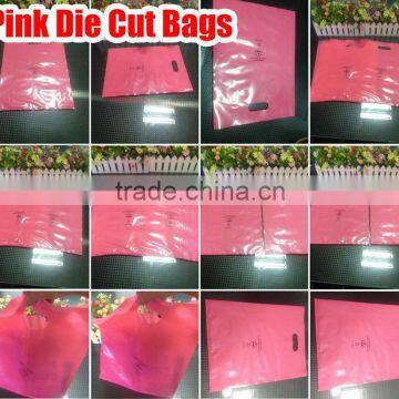 HOT!!!Exquisite Pink Anti-static Die Cut HANDLE Shopping Bags