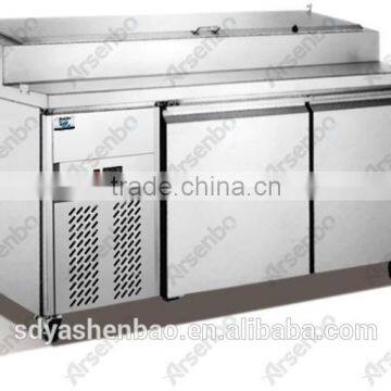 stainless steel pizza refrigerator with two doors