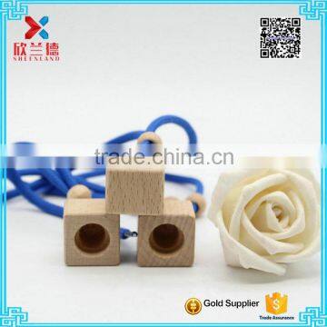 square shape wooden Car Diffsuer Caps ;Perfume Car Diffuser Cap with blue rope