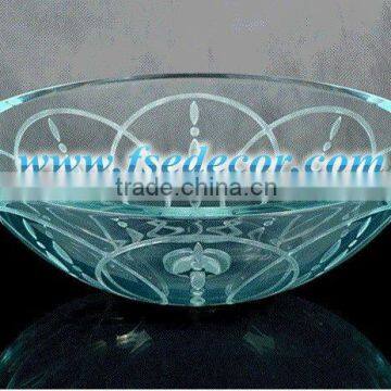 Round Crystal Glass Washbasin