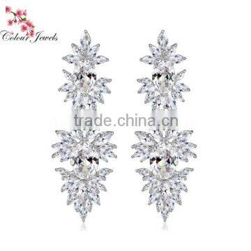 AAA Cubic Zircon Long Dangle Earrings for Women High Quality Luxury Wedding Earrings Bridal Jewelry