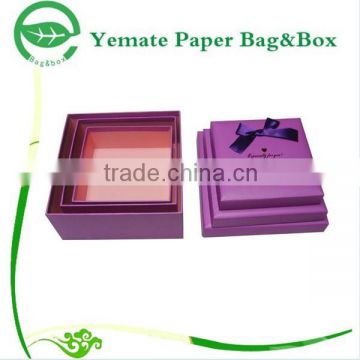 Best Selling Square Plain Color Custom Printing Gift Packaging Paper Box with Bowknot