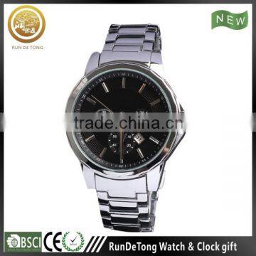 Japan quartz shiny stainless steel metal band oem watch for men