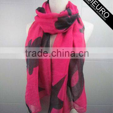 lip star mix print scarf polyester voile for women AZO free BSCI and SEDEX audited
