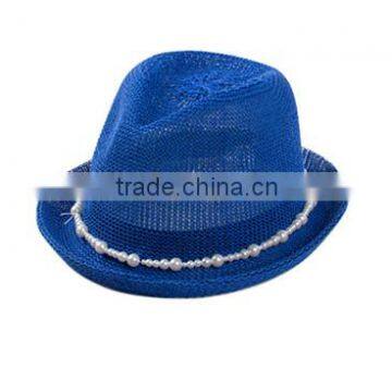 Korean Style Head Accessories Paper Straw Hats Women Pearl Fedora Hat photo-6