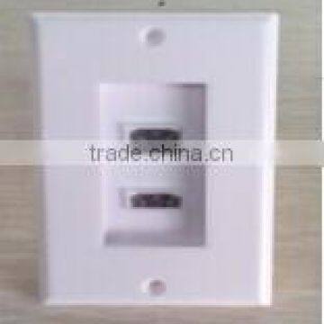 white plastic female Dual-port HDMI wall plate made in china