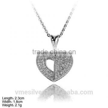 PZL-0006 White CZ Stones Casting Silver Jewelry Heart Pendant Jewelry