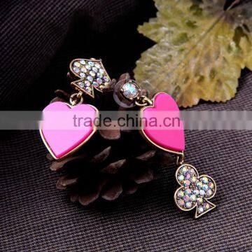 Poker Pink Heart Pendant Design Earrings of Heart, Top Design Earring photo-3