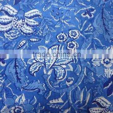 Soft Cotton Fabric Anarkali Blue Hand Block Printed SKU 35741