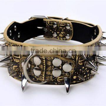 spiked studded custom genuine leather dog collar bulk