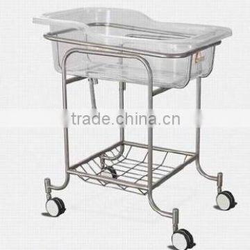 Deluxe Stainless Steel Acrylic Baby Crib With Basket