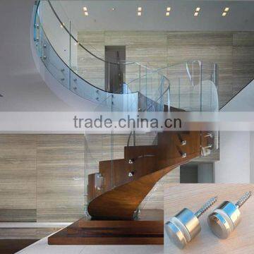 indoor side mount frameless glass balustrades fixed to wood stairs