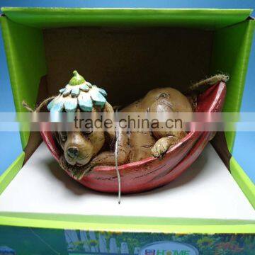 Resin Animal Statue Arts Dog and Cat "DAY DREAM IN BOAT" photo-3