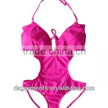 High quality HOT fluo.pink sex one piece vantage swimwear