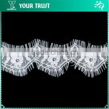 Width 5.0 Centimeter White Chantilly Eyelash Woven Swiss Trim French Lace