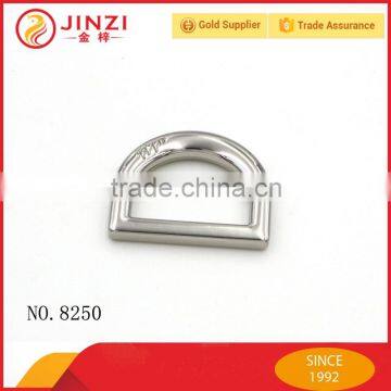 Ladies handbag hardware parts factory,zinc alloy D ring/buckle with embossed logo