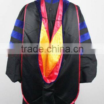 Deluxe Doctoral Graduation Tam and Gown with Hood Matte Black-US