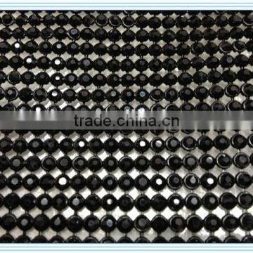 Brilliant black aluminium base crystal rhinestone net mesh for gramment