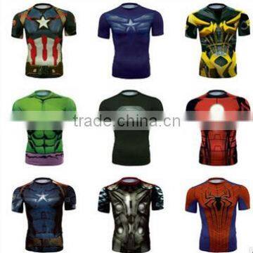 Fashional sport wear short sleeve 3D Print Avengers Superhero Breathable Cycling quick dry Sports T-Shirt