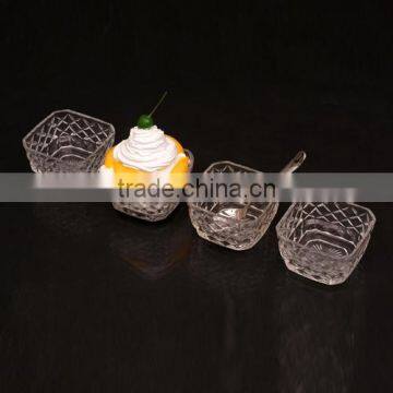 hot sale 4pcs crystal glass ice cream bowl set glass pudding bowl