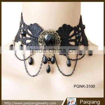 2016 Fashion Gothic Tattoo Wedding Jewelry Tassel Lace Necklace Collar Statement