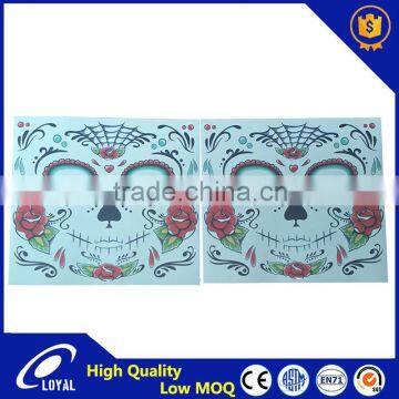 Fancy Dress Ball Scary Cosplay Tattoo Sticker Sugar Skull Temporary Tattoos For Face