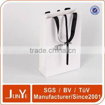 plain printed white paper bags with ribbon handles