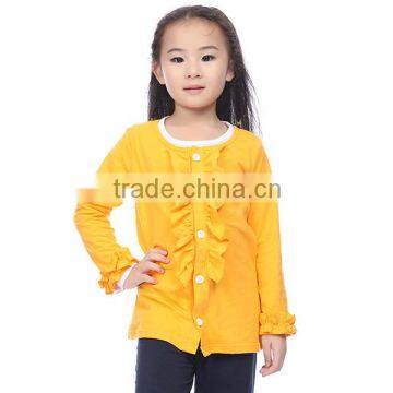 2015 mustard yellow Kids Jeans jackets long sleeve cotton coat girls boutique clothing