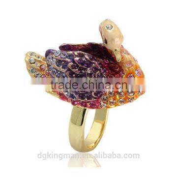 Fashion jewelry design Kingman gold rings swan crystal rings models