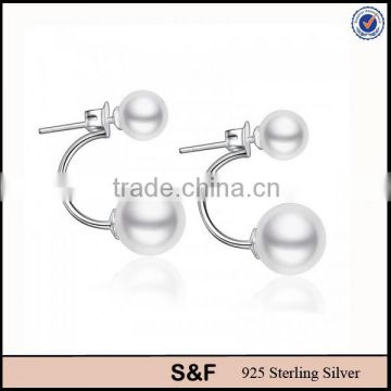 New modle Korea style two pearl 925 earrings silver